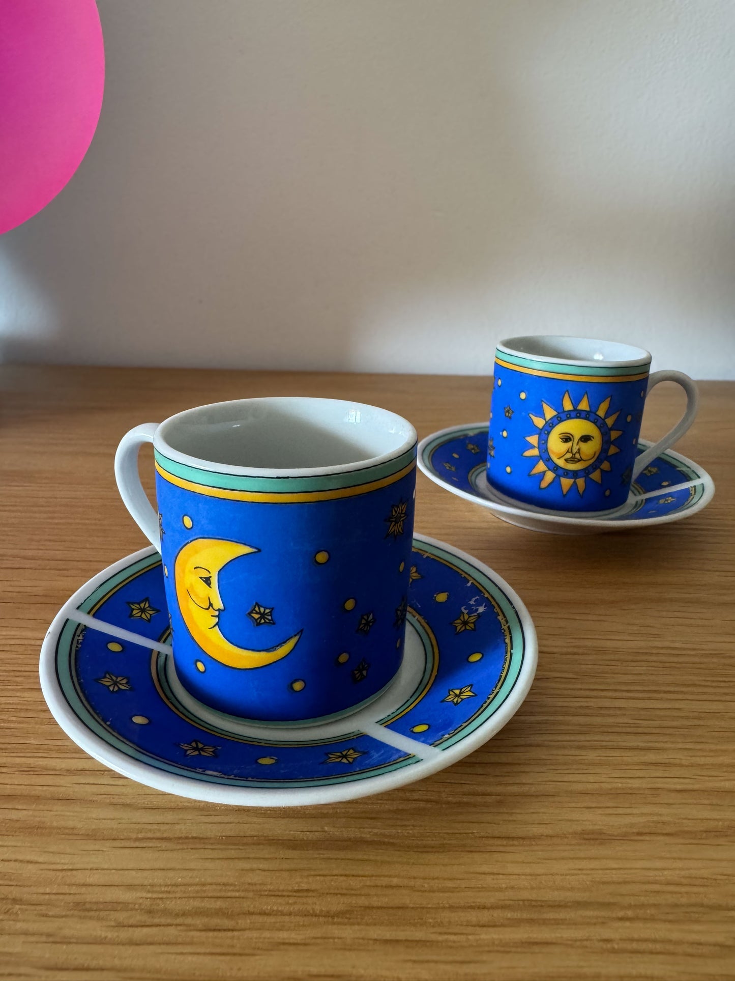Lot de deux tasses à café - Lune et soleil