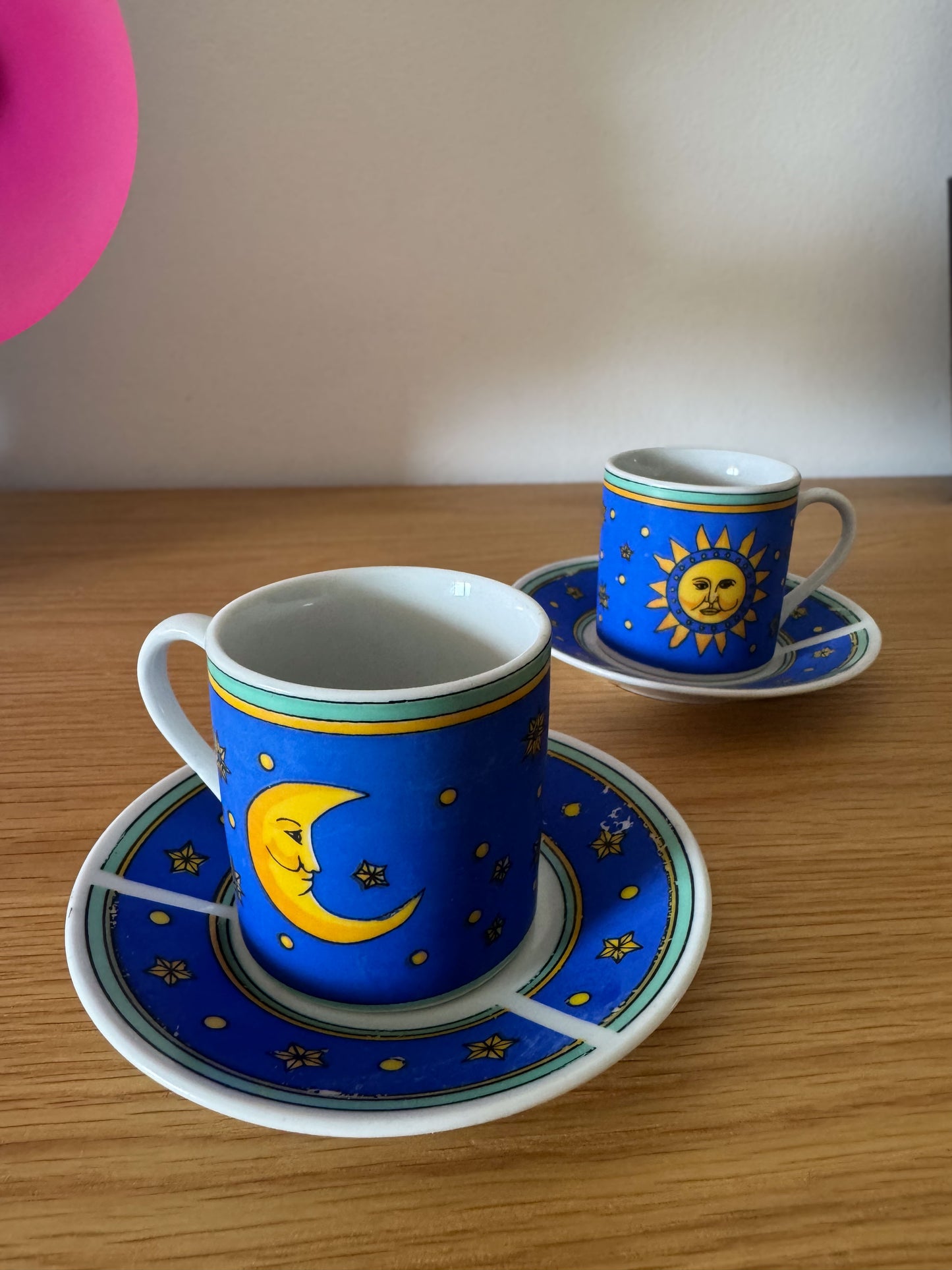 Lot de deux tasses à café - Lune et soleil