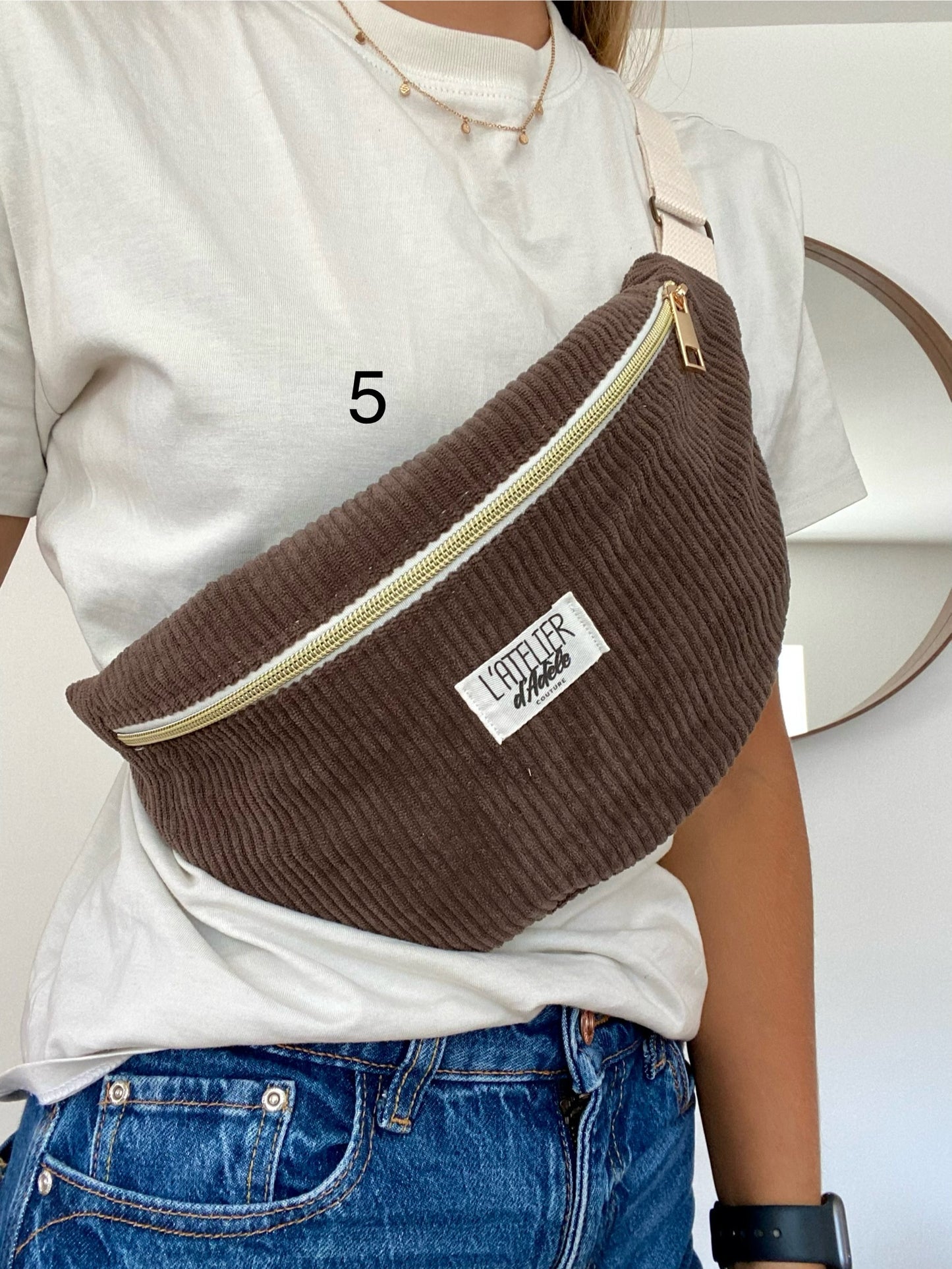 Sac banane en velours côtelé